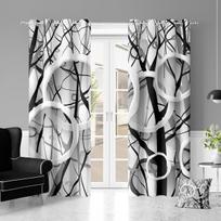 Tree Silhouette Abstract Circle FlowerWindow Curtains Blinds For Living Room Bedroom Bathroom Kicthen Office Door Home Decor2Pcs W65X60H(cm)X2Pcs&Hook