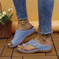 Fashion Sandalen Vrouwen Retro Hakken Sandalen Zomer Schoenen Vrouwen Slip Wedge Sandalias Mujer Zachte Hakken Slippers Indoor Outdoor 39 mėlyna