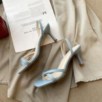 Fashion 2024 New Product One Word Strap Sandals Female Summer Models Ladies Fashion Stiletto Casual Sandals 40 abrikosas