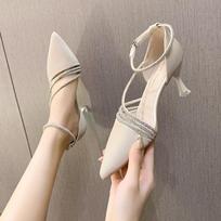 Fashion 2024 Women's Stiletto Fashion Pointed Toe Office Party Shoes Flocked Women's High Heels 33 smėlis