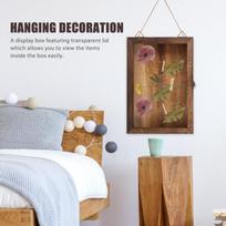 Stačiakampė medinė vitrina džiovintoms gėlėms su skaidriu dangčiu 31cmx22cmx4CM brown