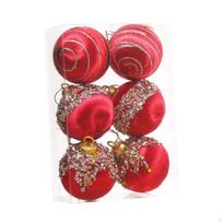 6 vnt. Kalėdų eglutės žaisliukai pakabinami nedūžtantys rutuliai dekoratyvinis burbulas skirtas Red 6cm