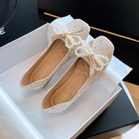 Madingi nėriniai lankeliai plokščiapadžiai batai moterims perlų grandinėlės lolita batai kristalų karoliukai mokasinai slip-on batai moterims espadrilės didelis dydis 43 5 brown