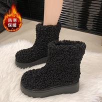 Fashion Fur Warm Snow Boots Women Platform Ankle Boots Winter 2024 Brand New Plush Cotton Boots Woman Fashion Cozy Walking Boots Mujer 35 juoda