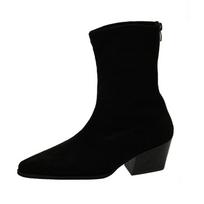 Madingi moteriški zomšiniai ankle boots su kulniukais Batai Madingi Seksualūs Smailianosiai Batai Moterų Trend Sniego Batai Elegantiški Laisvalaikio Suknelė Goth Moteris Batai 35 juoda