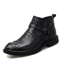 Fashion High Quality Winter Boots Fur Chelsea Ankle Boots Men's Leather Boots Thick Sole Genuine Leather Formal Snow Boots Casual Boots 36