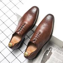 Fashion Brand Loafers Men's Leather Cloth Hollow Breathable Locke Shoes Lace-Up Dress Shoes Men's Wedding Casual Business Shoes XiAn-858 38 ruda