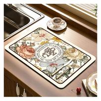 Vintage Style Draining Mat Quick Drying Table Absorbent Mat For Hotel Restaurant 30X40CM white