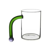 500ML Didelės talpos borosilikatinio stiklo puodelis Ledinei kavai, Šaltam gėrimui, Sultims, Gėrimams, Rankų darbo, Spalvota rankena, Arbatos, Kavos puodelis 500ml žalia