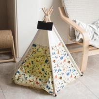 Pet Tent Kennel Canvas Dog Kennel Color Matching Cat Kennel S  (40 × 40 × 50cm) gray