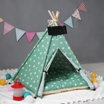 Pet Tent Kennel with Green Eyes Teddy Golden Retriever Kennel S  (40 × 40 × 50cm) blue