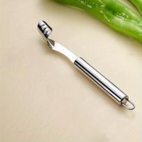 Nerūdijančio plieno 2-in-1 Jalapeno sėklų šalinimo įrankis su dantytu kraštu, pipirų sėklų šalinimo įrankis, virtuvės įrankiai, pipirų sėklų šalinimo įrankis 1 Pcs