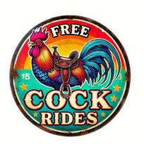 Vintage Rooster Humor Aluminum Sign - 8 x8  | Perfect gift for man cave decor, funny chicken coop wall art for bar garden garage juoda