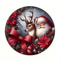 Round Christmas Area Rug Santa Clau Soft Non-Slip Washable Carpet Flannel Anti-Slip Mat for Living Room Bedroom Holiday  Decor 40X40cm-16x16in