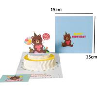 3D Cartoon Bear Pop Up Birthday Card Gift Greeting Cards for Kids Wife Husband Baby Shower white