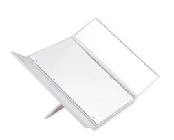 Portable Folding LED Light Makeup Mirror with Stand Light Compact Pocket Mirror Makeup Mirror balta