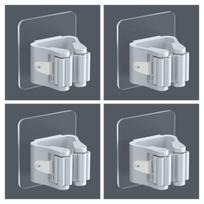 4PCS Mop Broom Holder Household Storage Rack Adhesive Hooks Wall Mounted Mop Organizer Holder balta