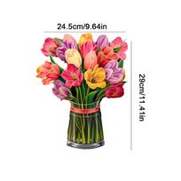 Mothers Day 3D Pop Up Flower Greeting Card Handmade Thank You Postcard Creative 3D Bouquet Greeting Card Mom Girlfriend Gift