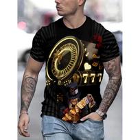 Žaidimo kortų raštas 3D spausdinami vyriški marškinėliai Pokeris Trumpomis rankovėmis Vasaros mada Atsitiktiniai marškinėliai Streetwear Laisvi apvalios kaklo marškinėliai S