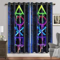 Lightening Cool Game Controller Gamepad Boy Window Curtains For Living Room Kids Bedroom Bathroom Kicthen Door Home Decor 2Pcs W50xH130(CM)x2pcs&HOOK