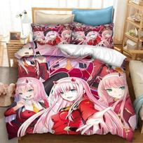 3D Print Cartoon DARLING in the FRANXX Zero Two 02 Bedding Set Boys Girls Twin Queen Size Duvet Cover Pillowcase Bed Kids Adult 70x133cm 2pcs