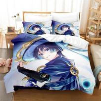Anime Žaidimas Genshin Impact Scaramouche Patalių Komplektas Berniukams Mergaitėms Viengulis Karalienės Dydžio Antklodės Užvalkalas Pagalvės Užvalkalas Lova Vaikams Suaugusiems 135X200cm blue