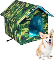 Waterproof Cat House for Outdoors Rainproof Dog House Cat House Villa Tent Collapsible Pet Shelter Foldable Pet House for Dogs S 35x 33 x 30cm beige