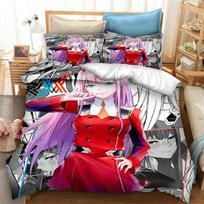 DARLING in the FRANXX Zero Two 02 Bedding Set Boys Girls Twin Queen Size Duvet Cover Pillowcase Bed Kids Adult 70x133cm 2pcs