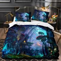 Mushroom Fairy Forest Magic Lilliputian Fungus Plant Bedding Set Boys Girls Twin Queen Size Duvet Cover Pillowcase Bed Kid Adult 70x133cm 2pcs blue