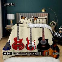 Guitar Duvet Cover Set Electric Guitar In Burning  Musical Creativity Concept Music Double Queen King Size Polyester Qulit Cover EU single(135x200cm)