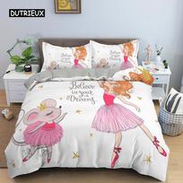 Ballet Dancing Girls Duvet Cover Lovely Little Ballerinas Girl Bedding Set 135 Pink Quilt Cover Princess Bed Single HomeTextiles EU single(135x200cm)