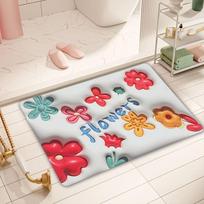 Absorbent Non-slip Door Quick-drying Mat Cartoon Three-dimensional Diatom Mud Mat 3D Printed Cartoon Entry Mat Crystal velvet 40 * 60cm white