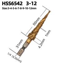 M35 Kobalto/6542 Spiraliniai Pakopiniai Grąžtai 1 vnt. Šešiakampis Kūginis Grąžtas Pakopinis Kūgis Pjovimo Įrankiai Medis Metalas Skylė Nerūdijantis Plienas Sriegiavimas
