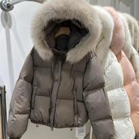 Kailinis apykaklė su kapišonu Kailiniai paltai Pūkinė striukė Mada Baltų ančių pūkų striukės Moterims Žiema Laisvi paltai One Size chaki