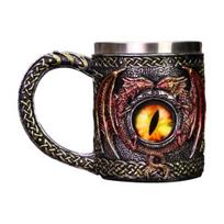 Vikingų drakono alaus puodelis 450ml Nerūdijančio plieno dervos puodelis Rankomis tapytas viduramžiškas puodelis alui, kavai, arbatai Dovana vyrams Vikingų dekoras įvairiaspalvis