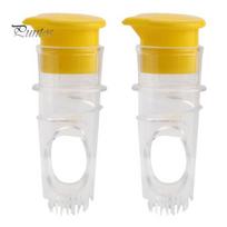 2Pcs Manual Lemon Squeezer Fruit Juicer with Built-in Filter BPA-Free Citrus Juicer with Lid Portable Lime Juicer geltona