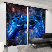 2 Panels 3d Gamepad Window Curtains Playhouse Decoration Cyberpunk Collage Curtains For Living Room Bedroom Kitchen Bathroom 100W130H(CM)&Rod Pocket purple
