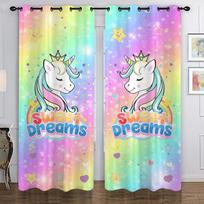 Beautiful and Luxurious Unicorn Curtains for Children, Beautiful Curtains for Living Room, Bedroom, Dining Room, Girl, Kids, Des 2x50W130H(CM)40x51in&Hook pink