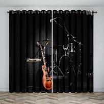 Muzikos scena Elektrinės gitaros lentyna Būgnų instrumento dizainas Apsauginės nuo saulės užuolaidos Svetainė Miegamasis Namų dekoravimas Plonos užuolaidos W50 X H130(CM)X2&Hook