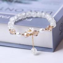 Crystal Beads Apyrankė Moteriška Perlų Gėlių pakabukas Draugystė balta
