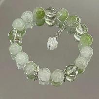 9 Styles Simple Green Popcorn Crystal Bracelet For Women Girls Korean Ins Flower Fox Feather Tassel Bracelets Friendship Jewelry Gifts 1PCS gray