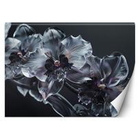 Wallpaper Blooming glass flowers black and white 100x70 pilka spalva