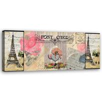 Canvas print, Postcard from France 90x30 rožinė