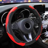Auto Decoration Carbon Fiber Steering Wheel Cover Breathable Anti Slip PU Leather Steering Covers Suitable 37-38.5cm
