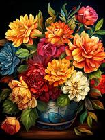 Flower Diamond Painting Vase Cross Stitch Kits Diamond Embroidery Landscape Daisy Diamond Mosaic Peony Decor For Home Full Round 20x30CM red