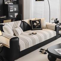 EIFLOY-Luxury Striped L Shape Sofa Cover, Non Slip, Chenille Couch Covers Living Room,  Armchair Slipcover, 1, 2, 3, 4, 5 seats 70x70 gray