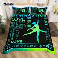 Ballet Duvet Cover Set Love Gymnastics Bedding Set Polyester Dancer Musical Comforter Cover Popstar Party Floor Exercises Decor EU single(135x200cm)