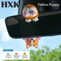 Premium Car Air Freshener with Moving Diffuser - Cute Cat Design Mirror Mount Yellow Puppy black