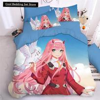 Darling In The Frank XX Bedding Sets Japan Anime Game Figure 3D Printed Duvet Cover Sets Twin Queen King Single Size Bedclothes EU single(135x200cm)