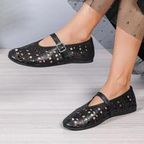 2024 Women's Ballet Flats Spring and Autumn Women's Shoes Round Toe Breathable Hollow Shoes Fashion Designer Casual Flats 36 juoda